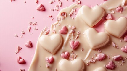 Obraz premium Sweet Valentine's Day Delights: Creamy White Chocolate Hearts