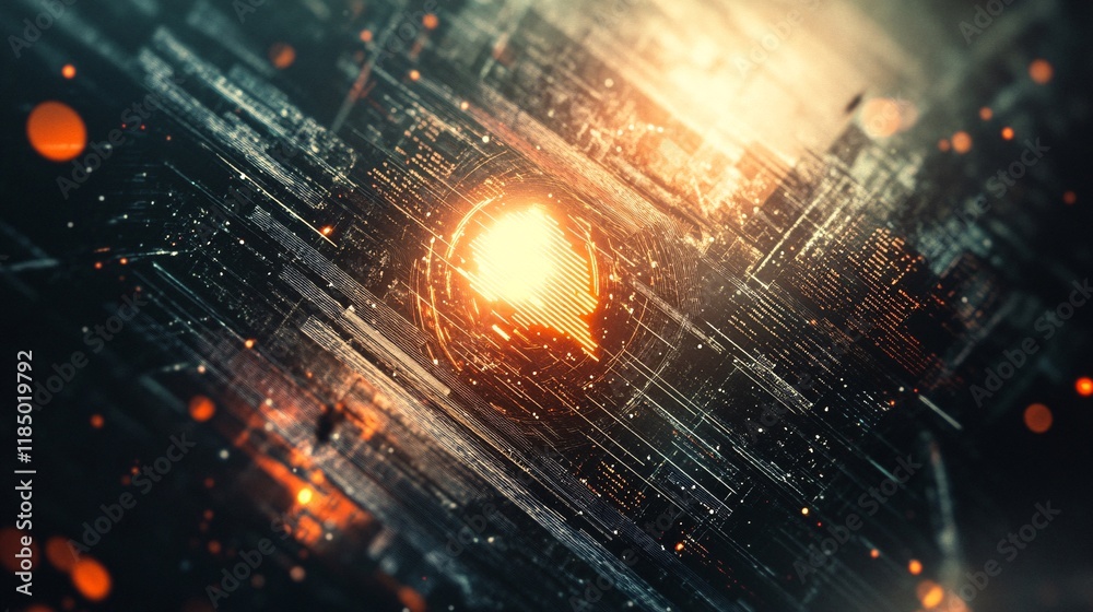 Aufkleber Artificial intelligence processing data in futuristic cyberspace environment