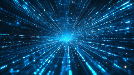 Naklejka premium Wide blue nebula starry sky technology sci-fi background material. Stormlit. Illustration