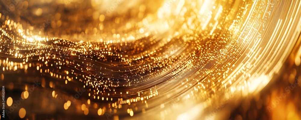 Aufkleber golden particles flowing and forming abstract waves of light
