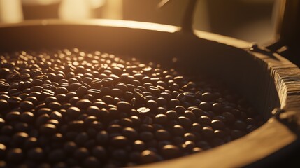 Fototapeta premium A Close up of a Bowl Full of Coffee Beans - Generative AI