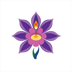  Flower with Glowing Candle Center Vector Illustration