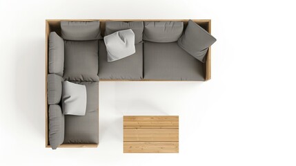 topview couch for architecture groundfloor with white background