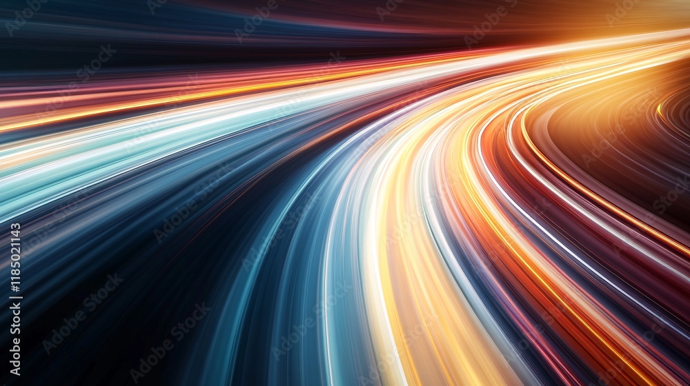 Poster Speeding colorful light trails creating an abstract background