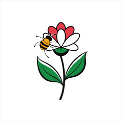 Obraz premium Flower with Insect Perched on Petal Vector Icon