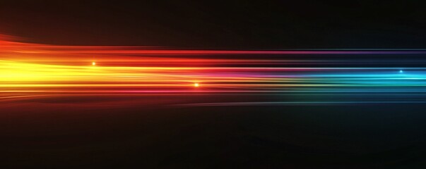 Colorful light trails streaking across dark background