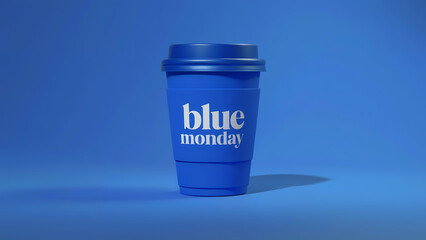Blue Monday Takeaway Coffee Cup Blue Background