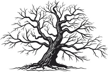 black and white tree