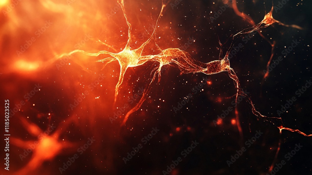 Poster Neurons firing showing nervous system activity in the brain