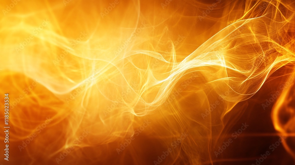 Poster golden smoke creating abstract shapes on dark background