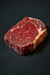 Fototapeta premium A piece of meat on a black surface