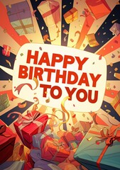 Obraz premium Free happy birthday greeting celebration message