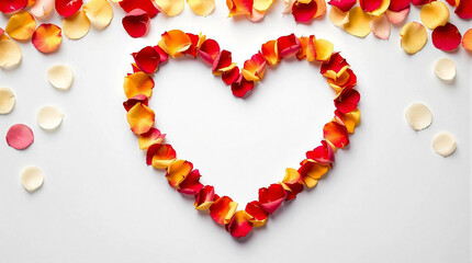 Obraz premium Valentine's Day love flower heart shape and roses heart on red orange Stone Beautiful Natural.