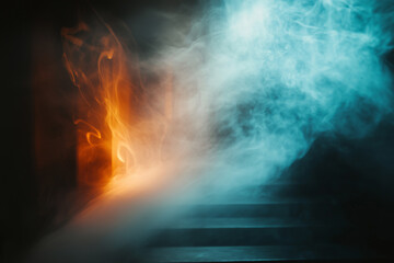 Fog and light flares intertwine in a mysterious atmosphere creating an enchanting visual experience