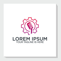 industry jobs podcast logo vector, machine gear logo icon