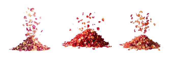 Vibrant Dried Rose Petals with Falling Motion – Natural Floral Elements Isolated on Transparent Background