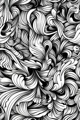 Inked Masterpiece: An Intricate and Seamless Black and White Abstract Pattern