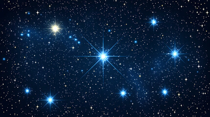 Sky stars, starry night blue starlight shine in dark space universe background. twinkling and blinking stars in sky with glimmer shine of galaxy, seamless loop. Stormlit. Illustration