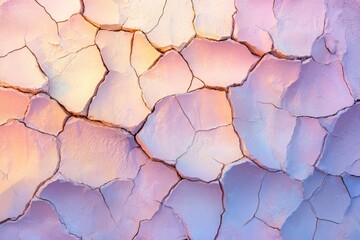 Pastel-colored cracked earth, arid landscape texture, dry soil, drought, desert scene.