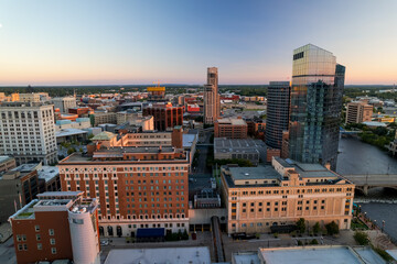 Obraz premium Downtown Grand Rapids,is second largest metropolitan area in entire Michigan state.