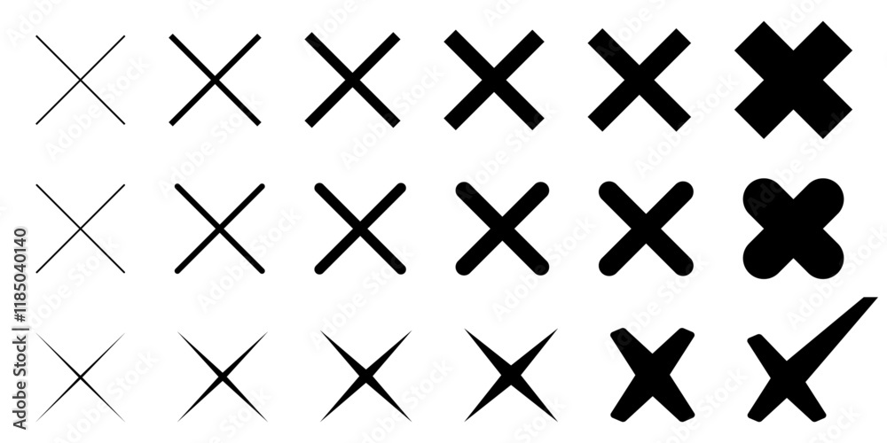 Poster cross mark icons set button close wrong buttons red cross vector illustration
