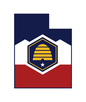 utah ut state shape map outline simplified with new state flag vector isolated on transparent background