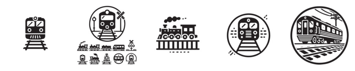 Vector set of train silhouette icons