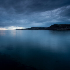 Fototapeta premium Coastal landscape in Peninsula Valdes at dusk, World Heritage Site, Patagonia Argentina