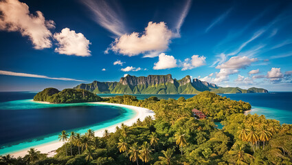 Naklejka premium stunning panorama of Lombok island, Indonesia, sunny day