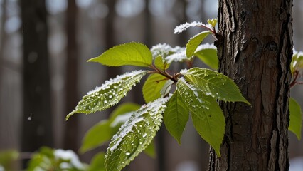 Obraz premium spring background with snow melted