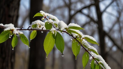 spring background with snow melted