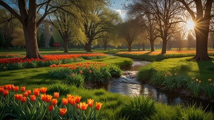 Obraz premium spring background with snow melted