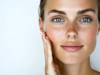 Natural skincare routine in a bright, minimalist setting