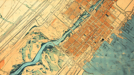 Obraz premium Retro us city map of glenwood, new york. vintage street map. Glowwood. Illustration