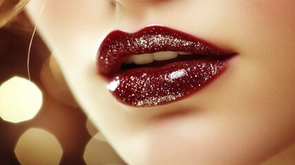 Beauty and Skincare: Close-Up of Glossy Lips Highlighting Cosmetic Trends, Lip Care, and Professional Makeup Techniques