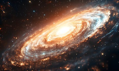 Fototapeta premium a Shining Spiral Galaxy Unveiling Its Cosmic Beauty