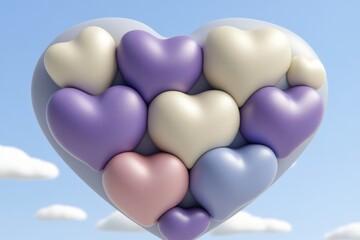 Fototapeta premium On Valentine's Day, a mesmerizing image of a colorful heart surrounded by clouds, generated by AI, sets the tone