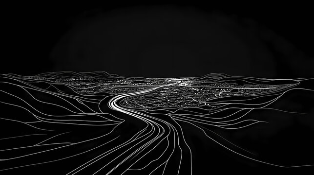 Glenwood, timaru district, new zealand. minimalistic road map with black and white lines. Glowwood. Illustration