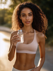 Fitness enthusiast hydrating during outdoor workout session