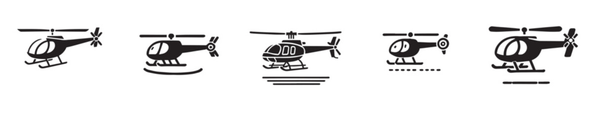 Vector set of helicopter silhouette icons