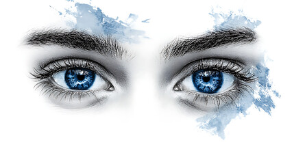 Fototapeta premium artistic blue eyes isolated on white background providing transparent png suitable for use in creative projects and illustrations 