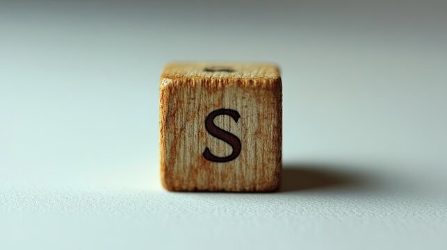 Close-up of a Textured Scrabble Tile With the Letter S on a White Background