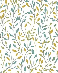 Repeating Pattern of Lush Green Leaves Creating a Serene and Minimalistic Design for Nature Lovers