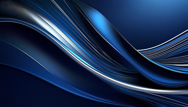 modern navy blue background with astract shape and silver lines