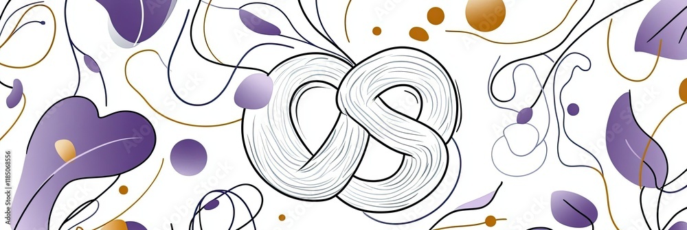 Poster exploring minimalism through a bold pretzel outline on a soft pastel canvas