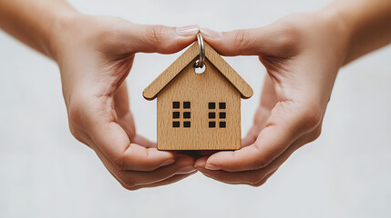 real estate success with hands passing key, home buying and selling agreement concept, landlord giving key to first time homebuyer, security and property investment, clean cut out isolated on white

