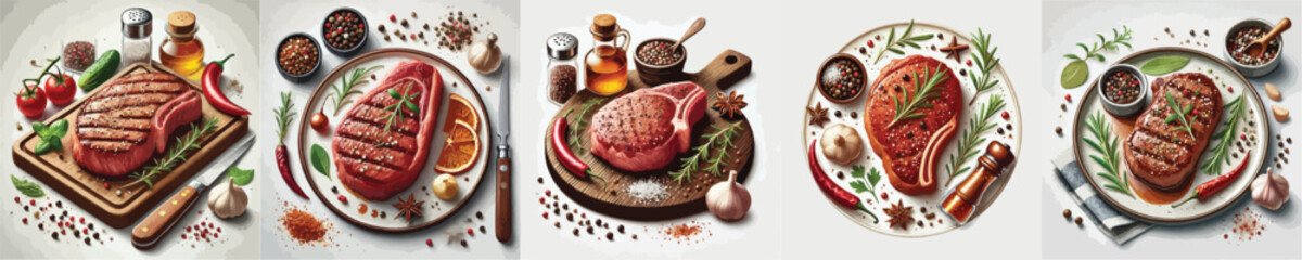 Very tasty meat steak dish vector