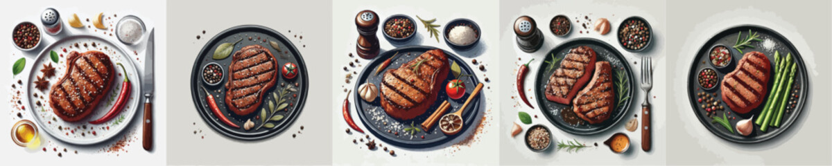 Very tasty meat steak dish vector