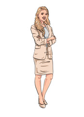 Handmade Illustration of beautiful Woman standing and looking interested 02