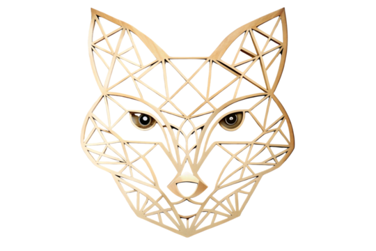 Detailed wooden laser cut animal face decor in geometric patterns, ideal for contemporary and nature inspired interior design